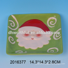 Excellent christmas kitchenware,ceramic santa plate wholesale